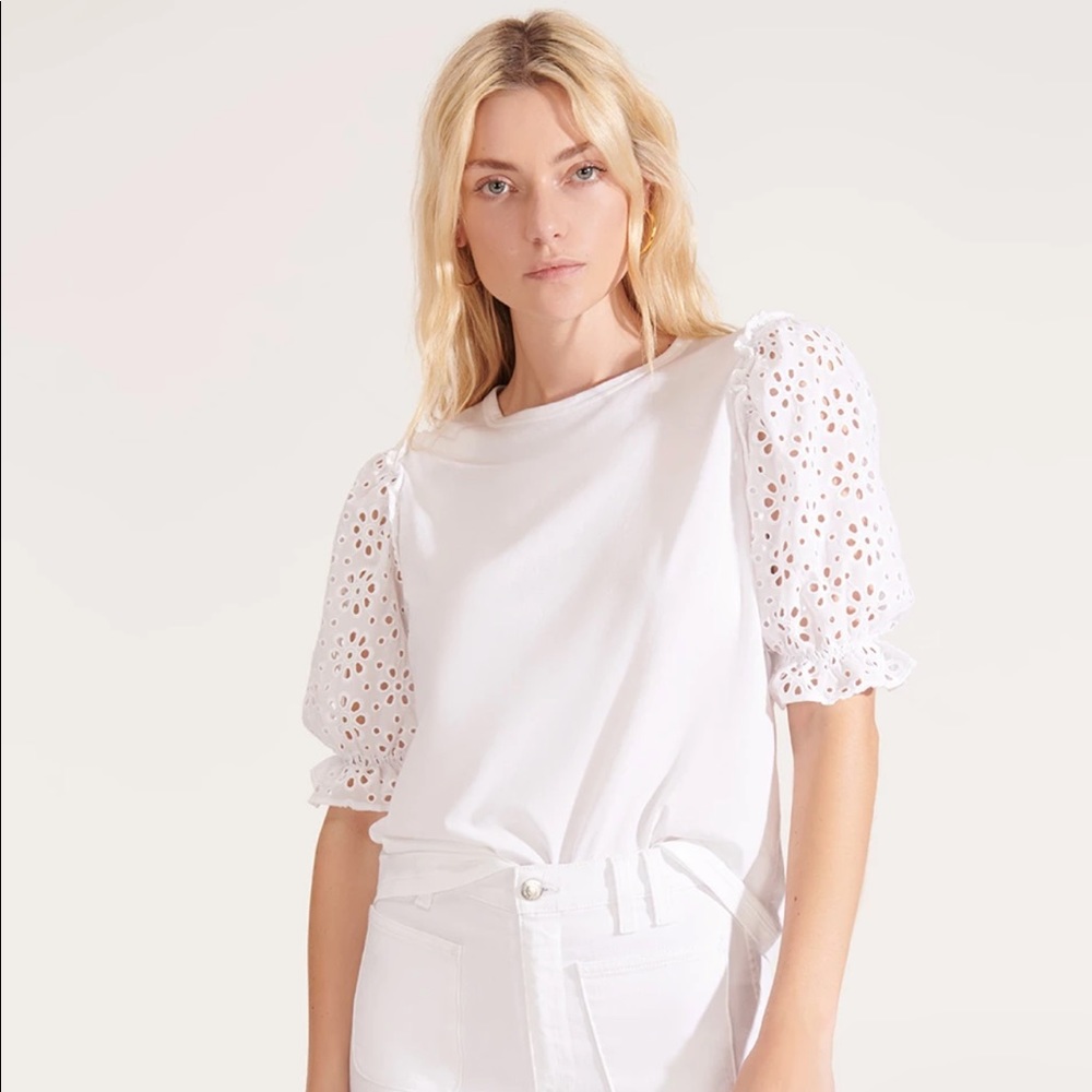 Veronica Beard NWT White Bina Combo Tee